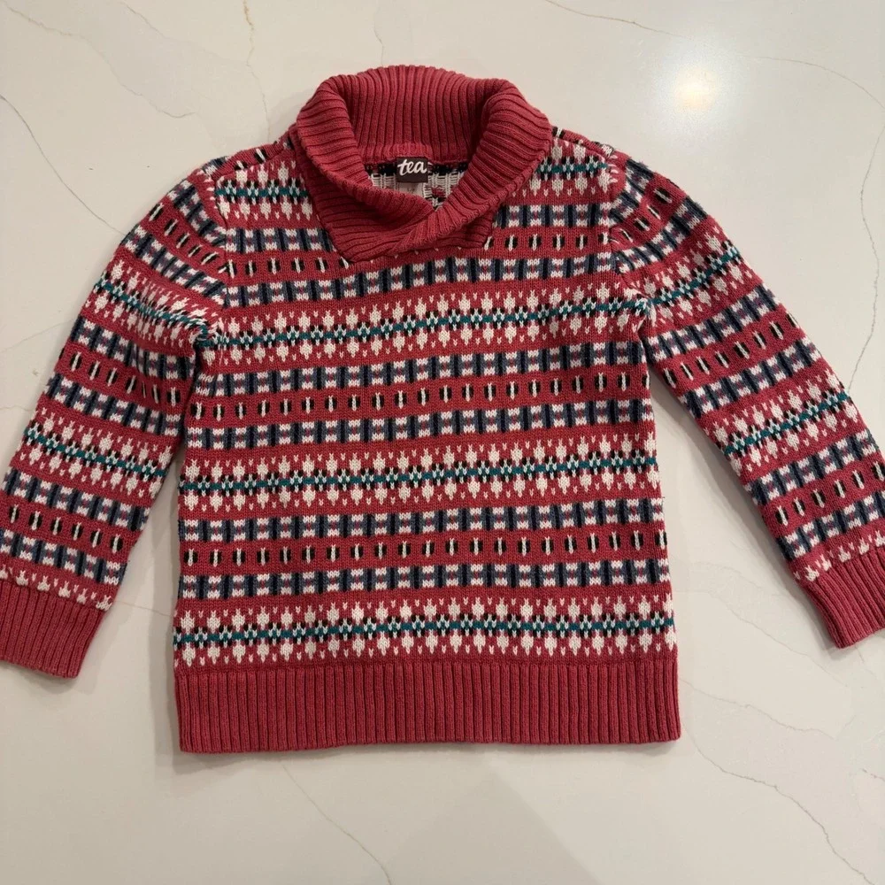 Tea Collection Kids Fair Isle Cowl Neck Sweater‎ Size S 4- 5